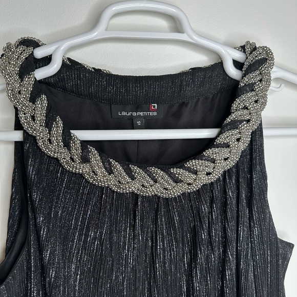 Laura petites black & silver mini dress - Picture 4 of 8